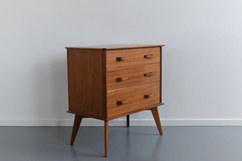 Vintage 1950s Walnut 3 Drawer Chest of Drawers by Alfred Cox