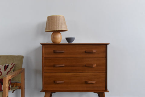 Vintage 1950s Walnut 3 Drawer Chest of Drawers by Alfred Cox