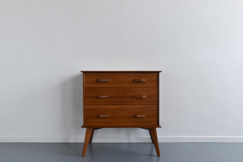 Vintage 1950s Walnut 3 Drawer Chest of Drawers by Alfred Cox