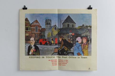 Vintage 1960s GPO Post Office Poster "Keeping in Touch, The Post Office in Town"