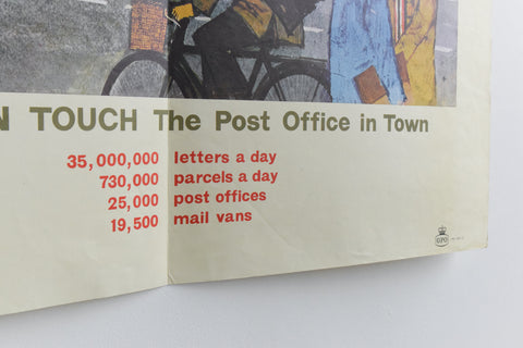 Vintage 1960s GPO Post Office Poster "Keeping in Touch, The Post Office in Town"