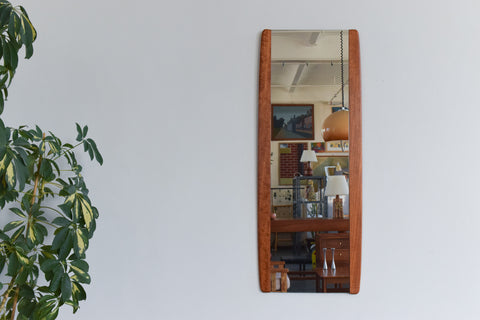 Vintage 1960s Long Wall Mirror with Teak Side Panels