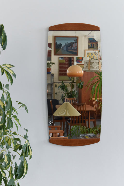 Vintage 1960s Long Wall Mirror with Teak Panels