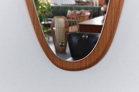 Vintage 1960s Teak Wall Mirror in Asymmetric Palette Design