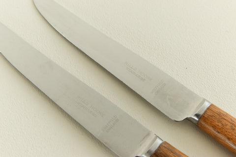 Vintage 1960s Four Piece Walnut & Stainless Steel Cutlery Pair by Mills Moore
