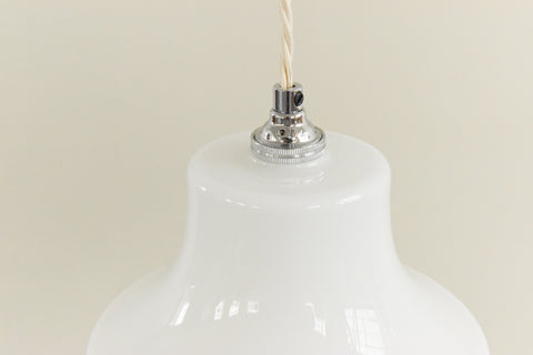 Vintage 1960s White and Burgundy Atomic Glass Pendant Light Shade