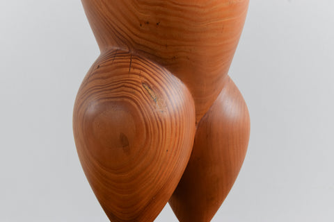 Vintage 1966 Wooden Abstract Sculpture on Plinth