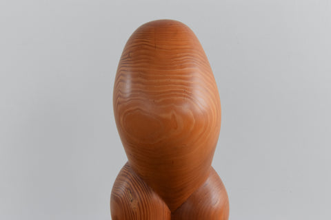 Vintage 1966 Wooden Abstract Sculpture on Plinth