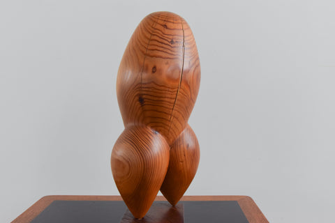 Vintage 1966 Wooden Abstract Sculpture on Plinth
