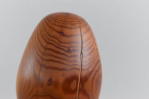 Vintage 1966 Wooden Abstract Sculpture on Plinth