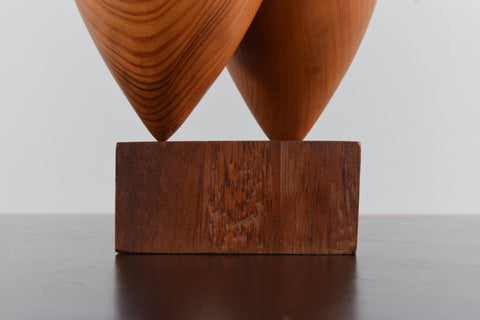 Vintage 1966 Wooden Abstract Sculpture on Plinth