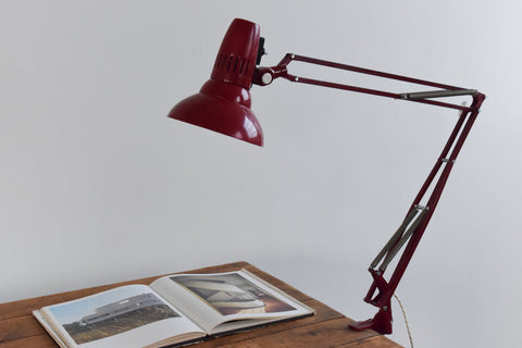 Vintage 1970s Red Clamped A9 Anglepoise Lamp by Femo Sweden