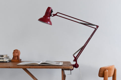 Vintage 1970s Red Clamped A9 Anglepoise Lamp by Femo Sweden