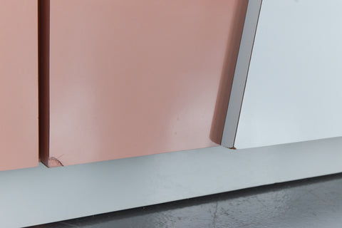 Vintage 1980s Pink and Blue Formica Sideboard / Chest of Drawers