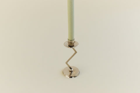 Vintage 90s Chrome Zig Zag Candle Holder