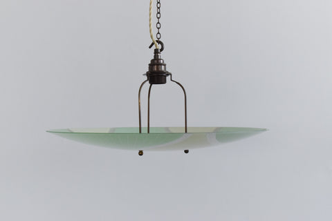 Vintage Art Deco Green Glass Pendant Uplighter