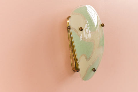 Vintage Art Deco Green Glass Wall Sconce