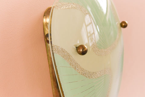 Vintage Art Deco Green Glass Wall Sconce