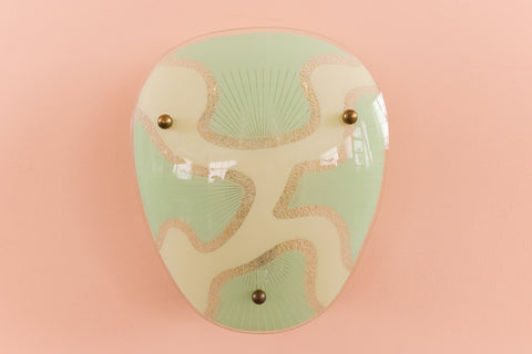 Vintage Art Deco Green Glass Wall Sconce