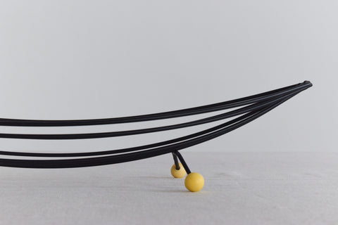 Vintage Atomic Black Wire Fruit Bowl / Basket