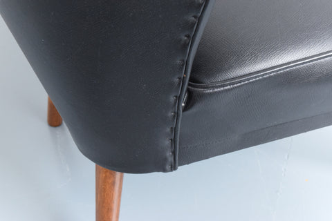 Vintage Black Leatherette Cocktail Chair