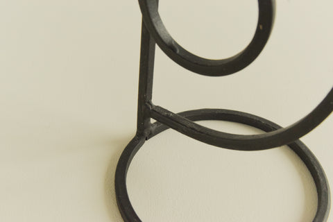 Vintage Black Iron Sculptural Double Candelabra