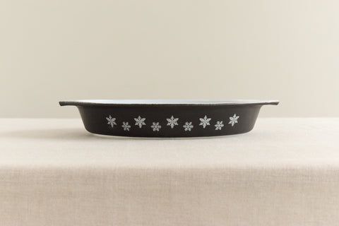 Vintage Pyrex Black Gaiety Snowflake Spacesaver Serving Dish