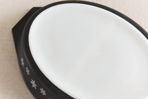 Vintage Pyrex Black Gaiety Snowflake Spacesaver Serving Dish