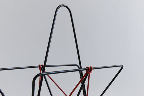 Vintage Black and Red Metal and Plastic Magazine Rack