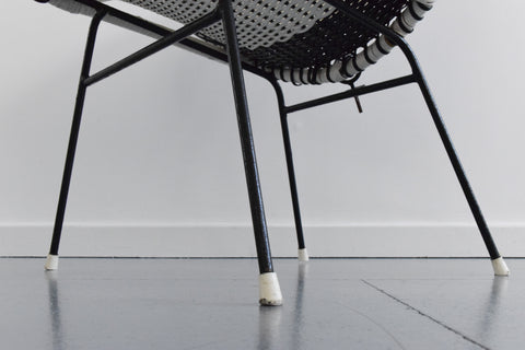 Vintage Black and White Wicker Satellite Chair