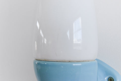 Vintage Blue Ceramic and Glass Wall Light By IFO