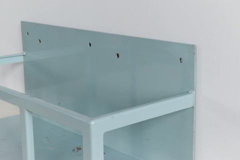 Vintage Blue/Green Metal Industrial Wall Mounted Shelf