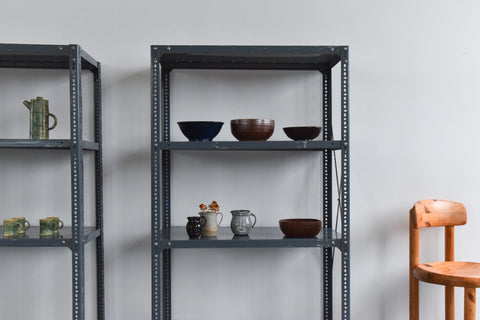 Vintage Grey Blue Dexion Industrial Adjustable Metal Shelving