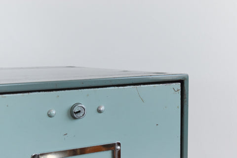 Vintage Blue / Grey Large Metal Single Drawer Filing Cabinet
