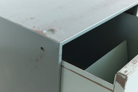 Vintage Blue / Grey Large Metal Single Drawer Filing Cabinet
