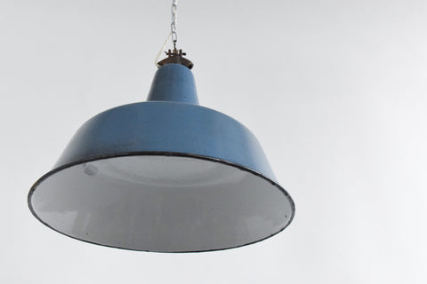 Vintage Industrial Blue Enamel Pendant Light Shade