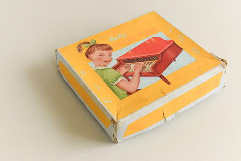 Vintage Boxed 12 Note Red Baby Grand Piano Toy