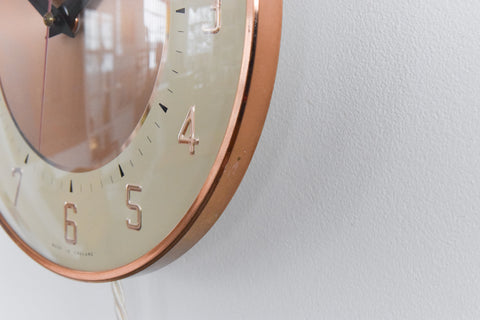Vintage Bronze 1960s Metamec Electric Wall Clock