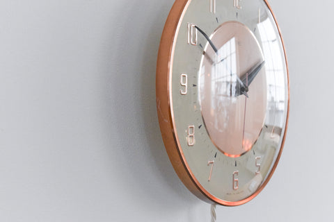Vintage Bronze 1960s Metamec Electric Wall Clock