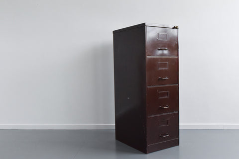 Vintage Brown Metal Filing Cabinet by Sankey Sheldon