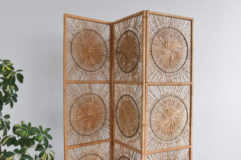 Vintage Cane / Wicker Three Panel Screen / Room Divider