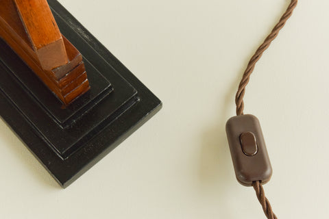Vintage Carved Mahogany Masonic Lamp Circa 1930s