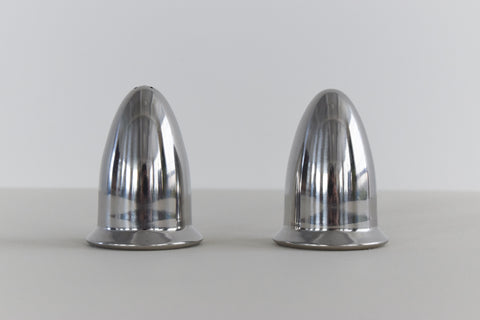 Vintage Chrome Bullet Shape Salt and Pepper Pot