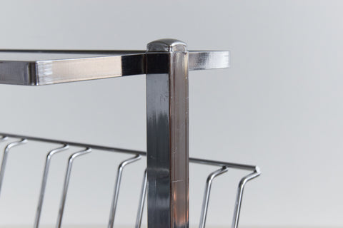 Vintage Chrome and Smoke Glass Magazine Rack / Coffee Table