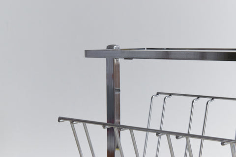 Vintage Chrome and Smoke Glass Magazine Rack / Coffee Table