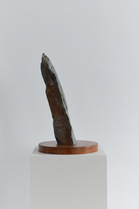 Vintage Cumbrian Slate Sculpture on Wooden Plinth