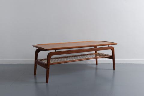 Vintage Danish Arne Hovmand-Olsen Teak and Rattan Coffee Table