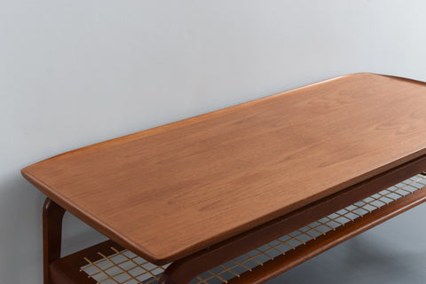 Vintage Danish Arne Hovmand-Olsen Teak and Rattan Coffee Table