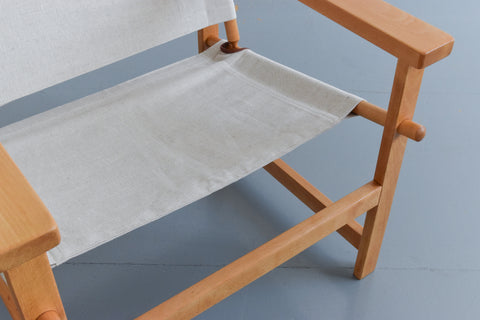 Vintage Danish Hyllinge Mobler Beech and Canvas Sling Lounge Chair
