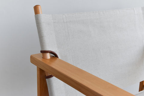 Vintage Danish Hyllinge Mobler Beech and Canvas Sling Lounge Chair